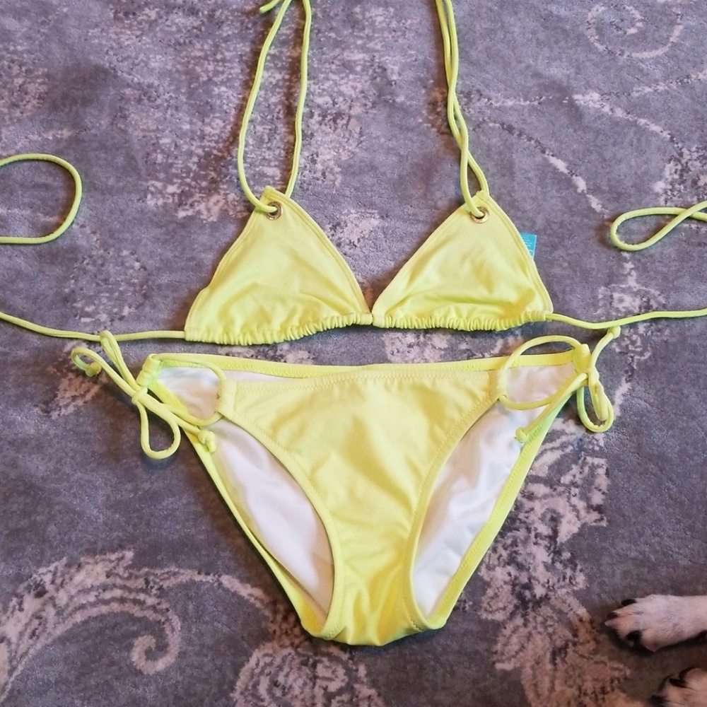 Victoria's Secret neon yellow triangle bikini